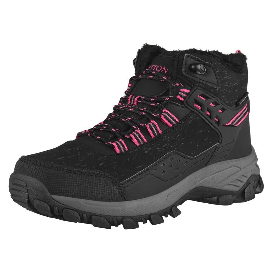 Women Winter Hiking Boots Waterproof Platform Ankle Sports Shoes PU Snow Rubber Sneakers Warm Short Plush Reflective New