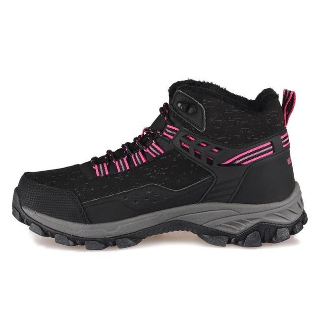 Women Winter Hiking Boots Waterproof Platform Ankle Sports Shoes PU Snow Rubber Sneakers Warm Short Plush Reflective New