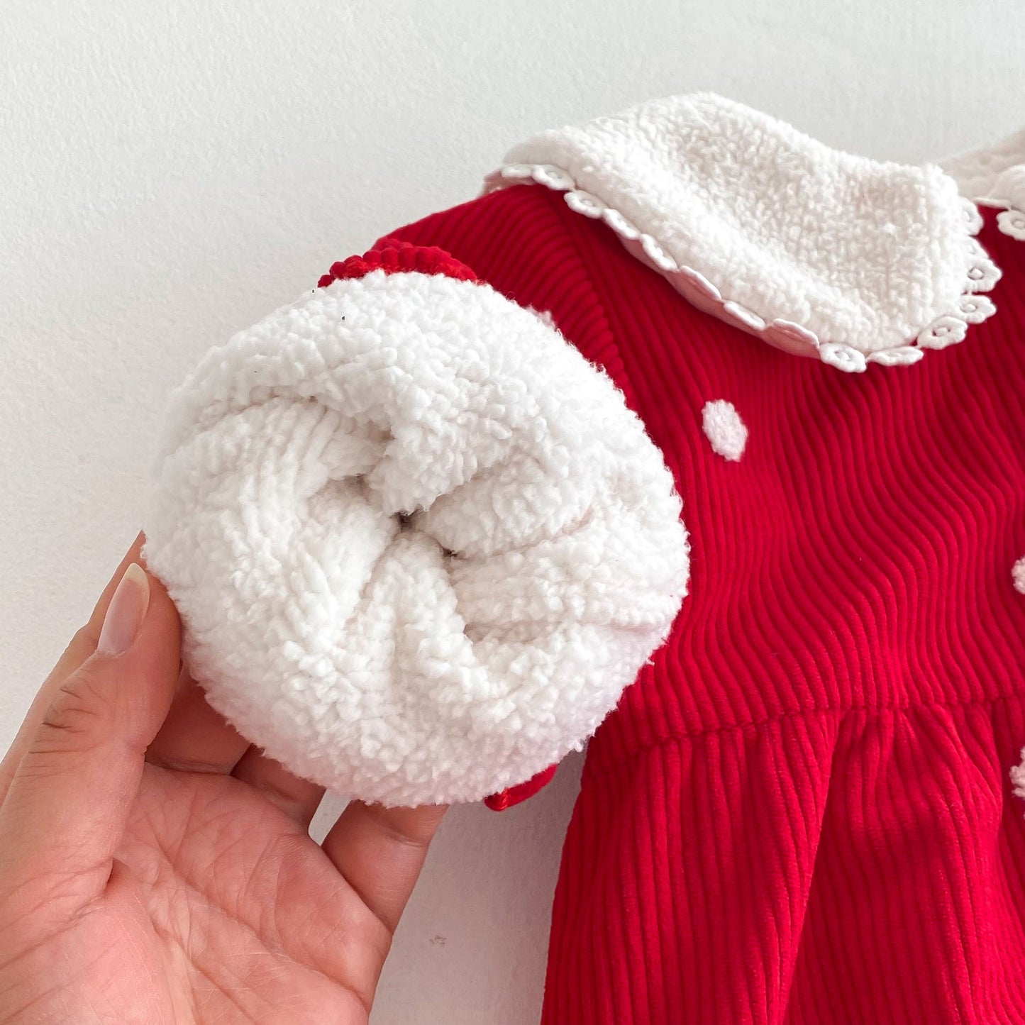 Winter Arrival Baby Cute Polka Dots Warm Fleece Rompers